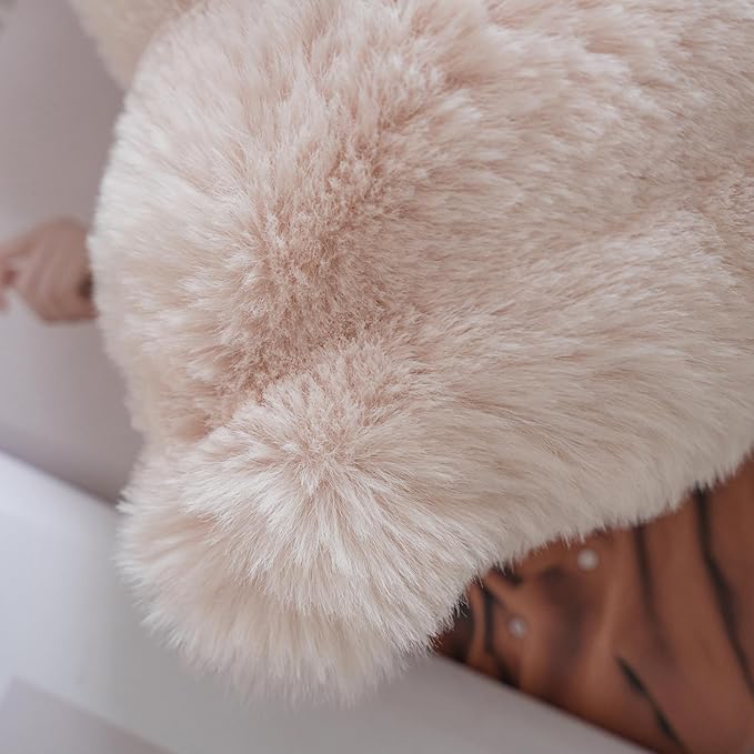 Neelvin Beige Faux Fur Cozy Soft Double-Sided Decorative Throw Pillow Covers 20x20 inch Set of 2,Velvet Pillowcase Cushion Case for Sofa Couch