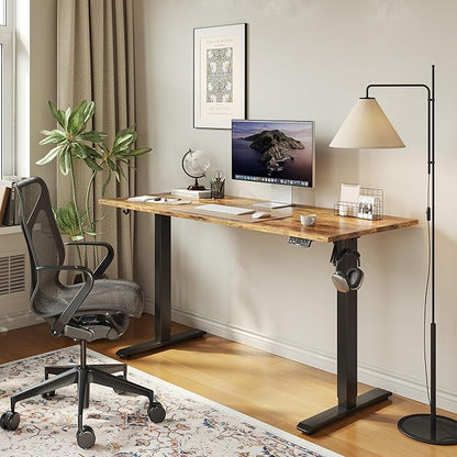 Agilestic Electric Standing Desk, Large 60 x 24 Inches Height Adjustable Desk, Sit Stand up for Work Office Home, Ergonomic Rising Computer Table with Memory Preset, Rustic Brown