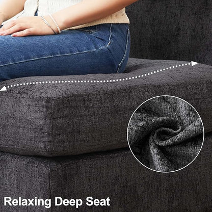 Belffin Oversized Modular Sectional Sofa Sleeper Sectional Couch with Storage Chenille Sofa Bed for Living Room, 12 Seats, Dark Grey