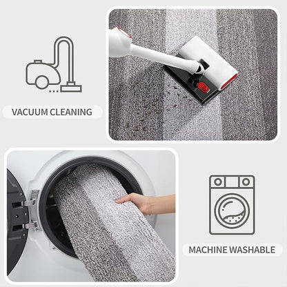 Kitinjoy Indoor Outdoor Door Mat, 40x32 Non-Slip Absorbent Dirt Trapper, Low-Profile Washable Inside Entrance Front Floor Mat, Sturdy Soft Entry Doormats for Entryway, Light Grey