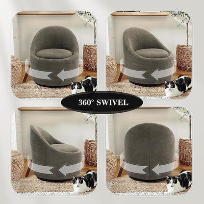 360° Swivel Accent Chair Set of 2, Mid-Century Modern Chair with Hidden Storge, Small Swivel Chair with Arms for Living Room/Office - Green