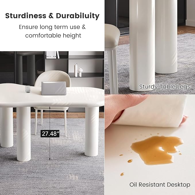 Modern Cream-White Office Desk with Beige Business Chair, Large Computer Table Set, Minimalist and Sturdy Workstation and Workstation, Ideal for Office, Home Office, and Gaming (Desk with One Chair)