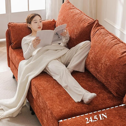 135'' Modular Sectional Sofa with All Seats Storage, Oversized L Shaped Couch for Living Room,4-Seater Comfy Cloud Couches with Movable Ottoman,Big Sectional for Bedroom,Velet,Orange
