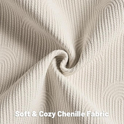 FUTEI Beige Chenille Decorative Throw Pillow Covers 22x22 Inch Set of 2,Soft Cozy Striped Geometric Patterns Cushion Case,Modern Home Decor for Couch Bed Living Room