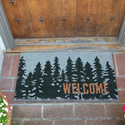 KAF Home - 17 x 30 Coir Doormat - Welcome Pine Trees