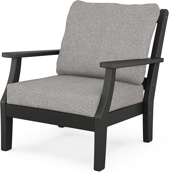 Martha Stewart by POLYWOOD® Chinoiserie Deep Seating Chair in Black/Grey Mist