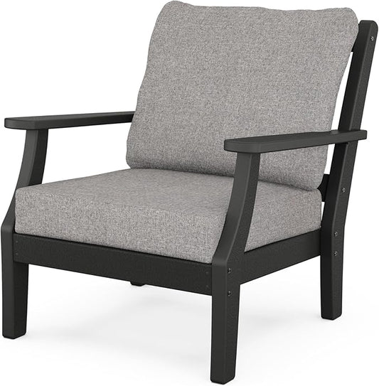 Martha Stewart by POLYWOOD® Chinoiserie Deep Seating Chair in Black/Grey Mist