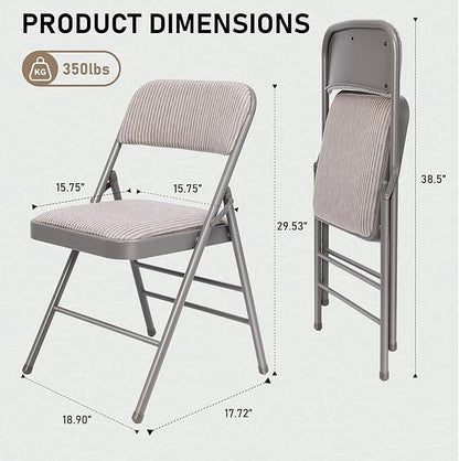 SEALAMB 30 Pack Padded Folding Chairs, Durable Metal Folding Chairs with Fabric Seat & Back for Home Office Wedding Party Events, 350lb Capacity (Grey-Fabric, 30 Pack)