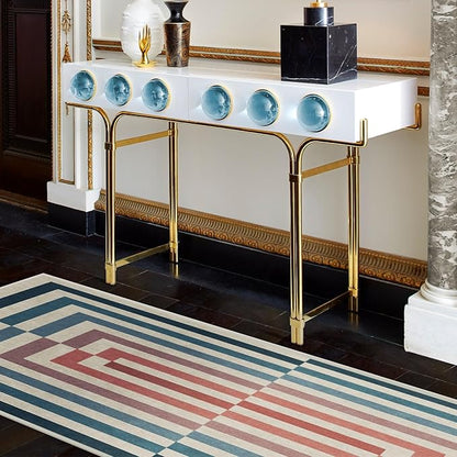 RUGGABLE x Jonathan Adler Washable Modern Area Rug – Op Art Teal 3x5, Stain-Resistant, Non-Slip – Small Machine Washable Rugs for Living Room, Bedroom, Hallway, Entryway & Office–with Standard Pad