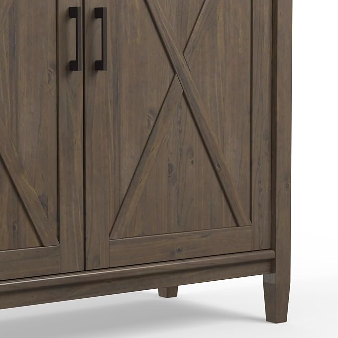 SIMPLIHOME Ela Solid Wood 39 inch Wide Transitional Medium Storage Cabinet in Smoky Brown for The Living Room, Entryway and Family Room