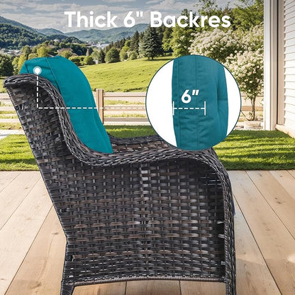 9-Piece Outdoor Patio Cushion Set - Fade & Water Resistant with Removable Olefin Cover, 22x24x4 Inch Memory Foam Cushions for Wicker Sectional Sofa – Peacock Green/Buckle