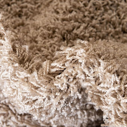Unique Loom Solid Shag Collection Area Rug (5' 1" x 8' Oval, Taupe)