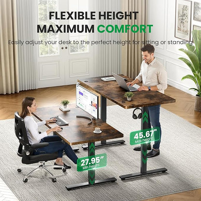 SIAGO Electric Standing Desk Adjustable - 60x28 Inch Sit Stand Desk with 1 Inch Thick Tabletop, Double Beam Frame, 3 Memory Height Adjustment, Cable Management for Home Office