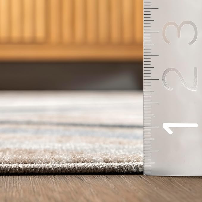 nuLOOM 9' x 13' Machine Washable Stain-Resistant Area Rug Medium Profile for Living Room, Bedroom, and Dining Room, Akari Blue