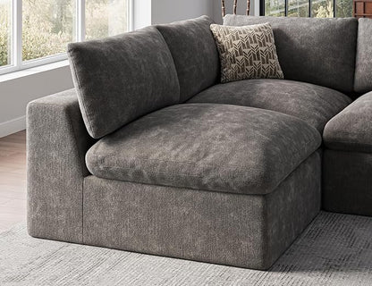 120" Cloud Sectional Couch | Oversize Boneless Couches for Living Room | 4 Seater Modern L-Shape Sofa | Grey
