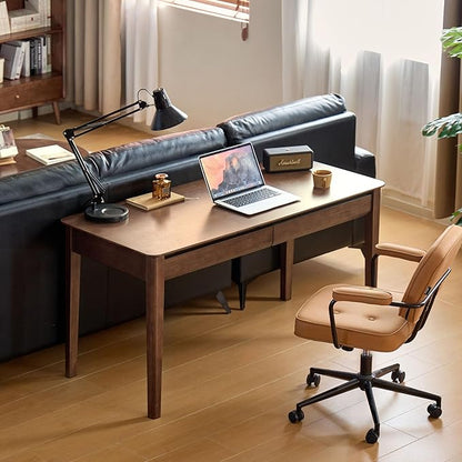 YESWOOD Vintage Solid Wood Computer Desk, Office Desk with Storage Drawers, Writing Desk for Home Office, Study 55.11" W
