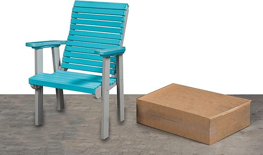 DutchCrafters Modern Horizontal Slat High Back Poly Outdoor Patio Chair (Black & Light Gray)
