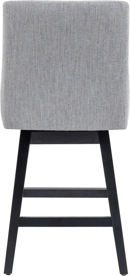 Bar Stools Set of 2, 26 Inch Upholstered Barstools with 14.2" High Back and Footrest, Swivel Counter Height Barstools for Kitchen Island Home Bar Performance Fabric Gray