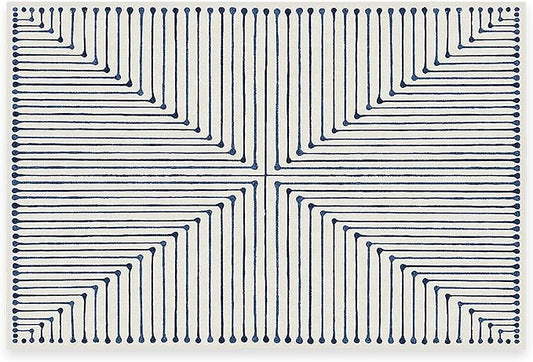 RUGGABLE x Jonathan Adler Machine Washable Modern Area Rug – Inkdrop Slate Blue 2x3, Stain-Resistant, Non-Slip – Small Rugs for Living Room, Bedroom, Hallway, Entryway & Bathroom–with Cushioned Pad