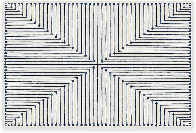 RUGGABLE x Jonathan Adler Machine Washable Modern Area Rug – Inkdrop Slate Blue 2x3, Stain-Resistant, Non-Slip – Small Rugs for Living Room, Bedroom, Hallway, Entryway & Bathroom–with Standard Pad
