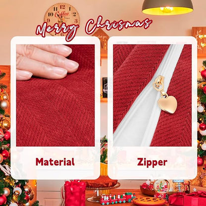 ZWJD Christmas Pillow Covers 26x26 Set of 2 Chenille Throw Red Cushion Covers with Elegant Design Soft and Luxurious Decorative Pillows for Couch, Bed, and Christmas Decor