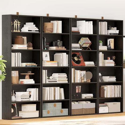 IRONCK Bookshelves and Bookcases Set of 2 Floor Standing 6 Tiers Display Storage Shelves 70 in Tall Bookcase Home Decor Furniture for Home Office, Living Room, Bed Room