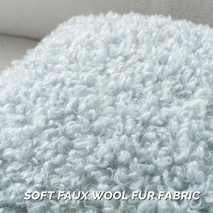 FUTEI Light Blue Decorative Throw Pillow Covers 24x24 Inch Set of 2,Soft Fluffy Faux Wool Fur Boucle Textured European Cushion Case,Modern Home Decor for Couch Bed Living Room Office