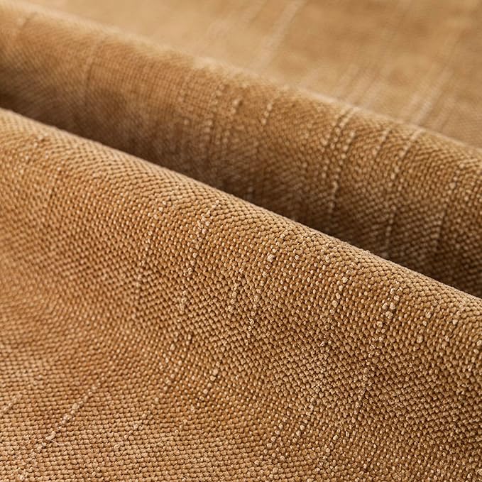 Foindtower Set of 2 Textured Chenille Throw Decorative Pillow Covers Square Accent Solid Cushion Cover Neutral Farmhouse Lumbar Pillow Case for Couch Sofa Bedroom Living Room 12x20 Inch,Golden Brown