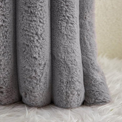 Neelvin Grey Faux Fur Cozy Soft Striped Decorative Throw Pillow Covers 20x20 inch Set of 2,Velvet Pillowcase Cushion Case for Sofa Couch
