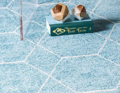 Unique Loom Trellis Frieze Collection Area Rug - Geometric (7' 1" x 10', Light Blue/ Ivory)
