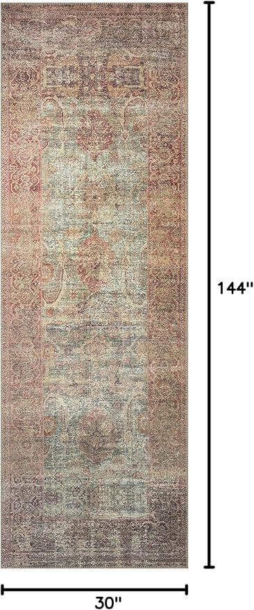Loloi Amber Lewis Georgie Collection GER-03 Jade/Sunset 2'-6" x 12'-0", .19" Pile Height, Runner Rug