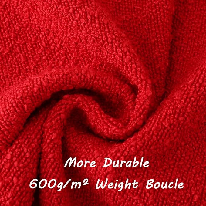 FUTEI Christmas Pack of 2 Red Decorative Throw Pillow Covers 18x18 Inch Soft Cozy Solid Boucle Textured Cushion Case,Modern Home Decor for Couch Bed Living Room