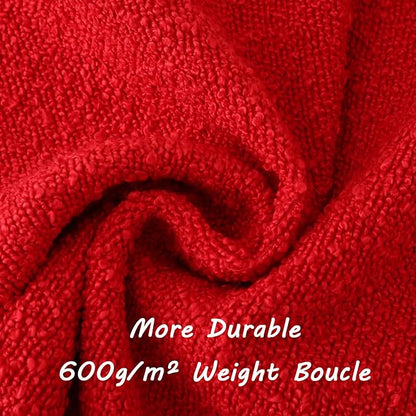FUTEI Christmas Pack of 2 Red Decorative Throw Pillow Covers 24x24 Inch Soft Cozy Solid Boucle Textured European Cushion Case,Modern Home Decor for Couch Bed Living Room