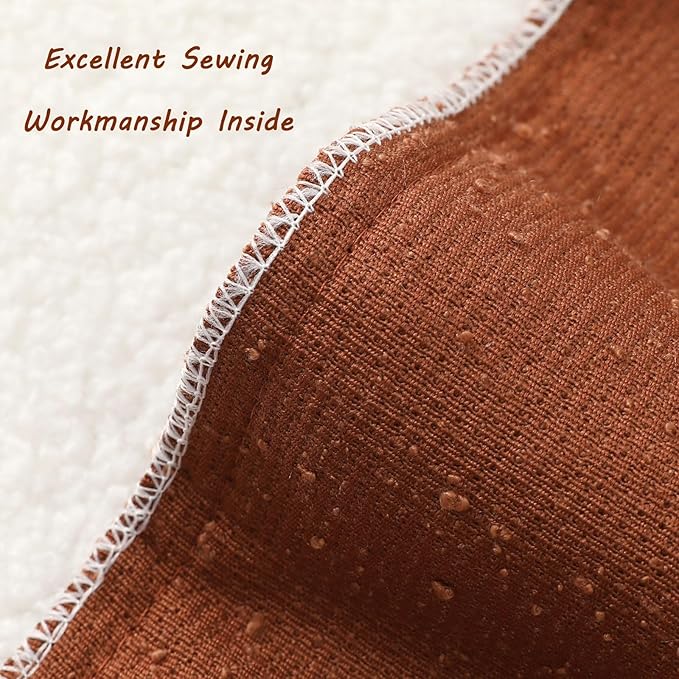 FUTEI Pack of 2 Rust Decorative Throw Pillow Covers 12x20 Inch Soft Cozy Solid Boucle Textured Lumbar Pillow Cases,Modern Home Decor for Couch Bed Living Room