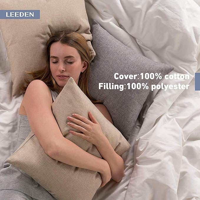 Leeden 26 x 26 Throw Pillow Inserts (Set of 2) with 100% Cotton Cover - 26 Inch Square Decorative Sofa Pillows for Sofa, Couch, Bed and Home Decor