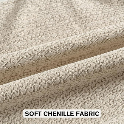 FUTEI Beige Chenille Throw Pillow Covers 22x22 Inch Set of 2,Soft Striped & Diamond Textured Cushion Cases,Modern Home Decor for Couch Living Room