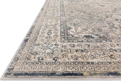 Loloi Teagan Collection TEA-04 Sky/Natural 3'-4" x 5'-7" Accent Rug, Large, Soft Neutral Rug, High-Traffic for Living Room, Bedroom, Home Office, Dining Area
