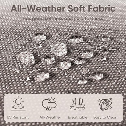 10-Piece Outdoor Patio Cushion Set - Fade & Water Resistant with Removable Olefin Cover, 22x24x4 Inch Memory Foam Cushions for Wicker Sectional Sofa – Grey/Buckle