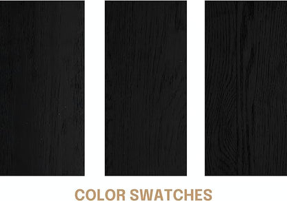 NTC Lupin Wooden Bed Frame with Headboard and Natural Rattan, Solid Oak Foundation with Silent Slats, 1000 Lb Capacity, Effortless Assembly, King - Burnt Black