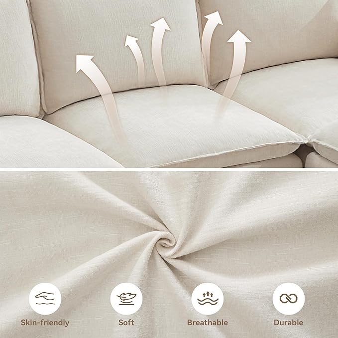30" Cloud Modular Single Sofa Chair with Storage, Modern Upholstered Accent Chair Deep Seat, Chenille Reading Lounge Armchair for Living Room, Bedroom, Small Space, Beige
