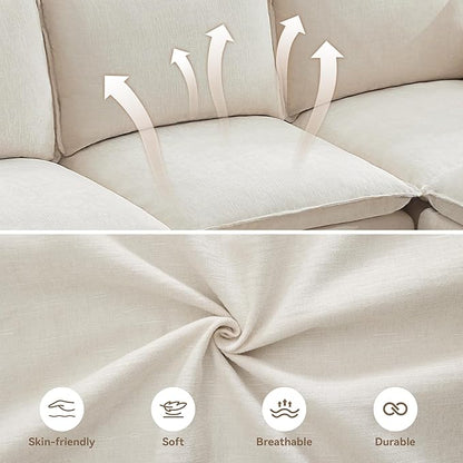 30" Cloud Modular Single Sofa Chair with Storage, Modern Upholstered Accent Chair Deep Seat, Chenille Reading Lounge Armchair for Living Room, Bedroom, Small Space, Beige