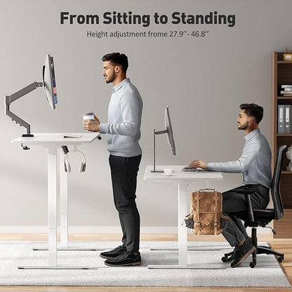 55 x 24 Inch Electric Standing Desk Adjustable Height, Sit Stand Desk, Stand up Desk for Home Office, Computer Workstation (Spliced Desktop,White)