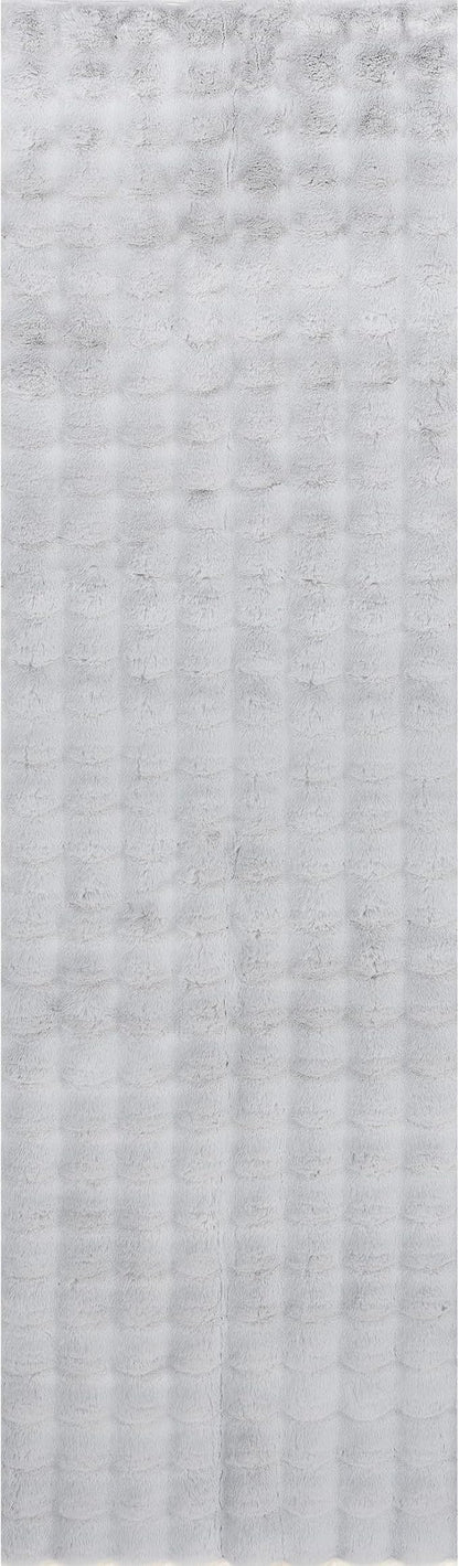 nuLOOM Jeni Solid Faux Rabbit Machine Washable Runner Rug, 2' 6" x 10', Silver