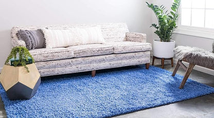 Unique Loom Solid Shag Collection Area Rug (4' 1" x 6' 1" Rectangle, Periwinkle Blue)