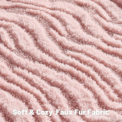 FUTEI Pink Decorative Throw Pillow Covers 12x20 Inch Set of 2,Soft Faux Fur Geometric Shapes Texture Pillowcase,Boho Home Decor for Couch Bed Living Room