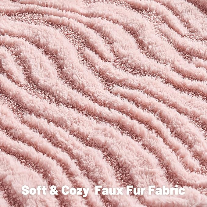 FUTEI Pink Decorative Throw Pillow Covers 24x24 Inch Set of 2,Soft Faux Fur Geometric Shapes Texture European Cushion Case,Boho Home Decor for Couch Bed Living Room