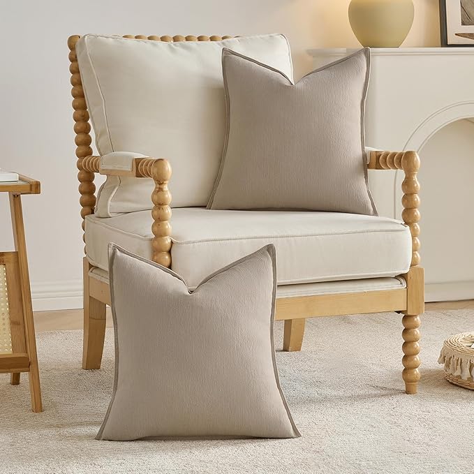 FUTEI Oatmeal Chenille Throw Pillow Covers 12x20 Inch Set of 2,Edges Double-Stitched Lumbar Pillow Cases,Modern Home Decor for Couch Living Room