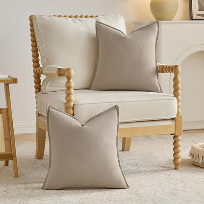 FUTEI Oatmeal Chenille Throw Pillow Covers 22x22 Inch Set of 2,Edges Double-Stitched Cushion Cases,Modern Home Decor for Couch Living Room