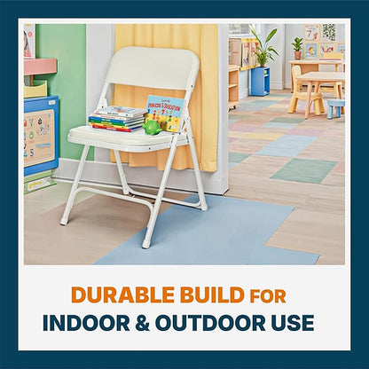 OEF Furnishings OEF800 Series Premium Heavy-Duty Plastic Folding Chairs, Lightweight, Durable Seating for Indoor and Outdoor Use, 500 lb Capacity (4-Pack, Ivory Plastic with White Frame)
