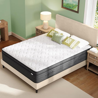 koorlian Queen Mattress 10 Inch - Cooling Hybrid Mattress in a Box for Back Pain Relief - Pocket Spring & Memory Foam | Fiberglass-Free, Medium Firm Feel, CertiPUR-US, 120 Nights Trial